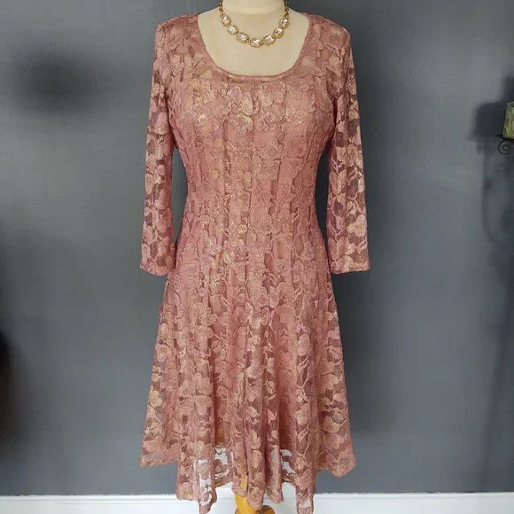 dusty rose fit and flare dress Cinderella Divine CD959